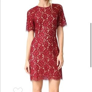 Wayf red lace dress